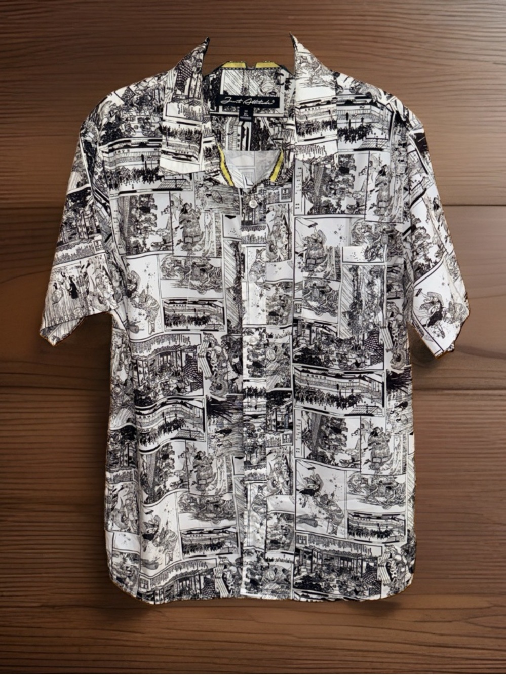 Just Attitude Black & White Anime Manga Comic Strip Short-Sleeve Shirt-XL-EC